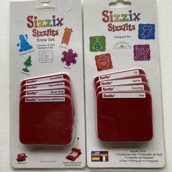 2X SIZZIX SIZZLITS Doodle Dies Christmas Set Dies 4pack 38-9620 & 9701 Scrapbook - Picture 5 of 5